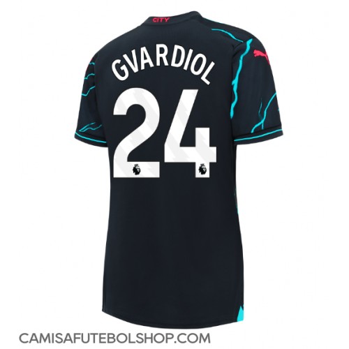 Camisa de time de futebol Manchester City Josko Gvardiol #24 Replicas 3º Equipamento Feminina 2023-24 Manga Curta